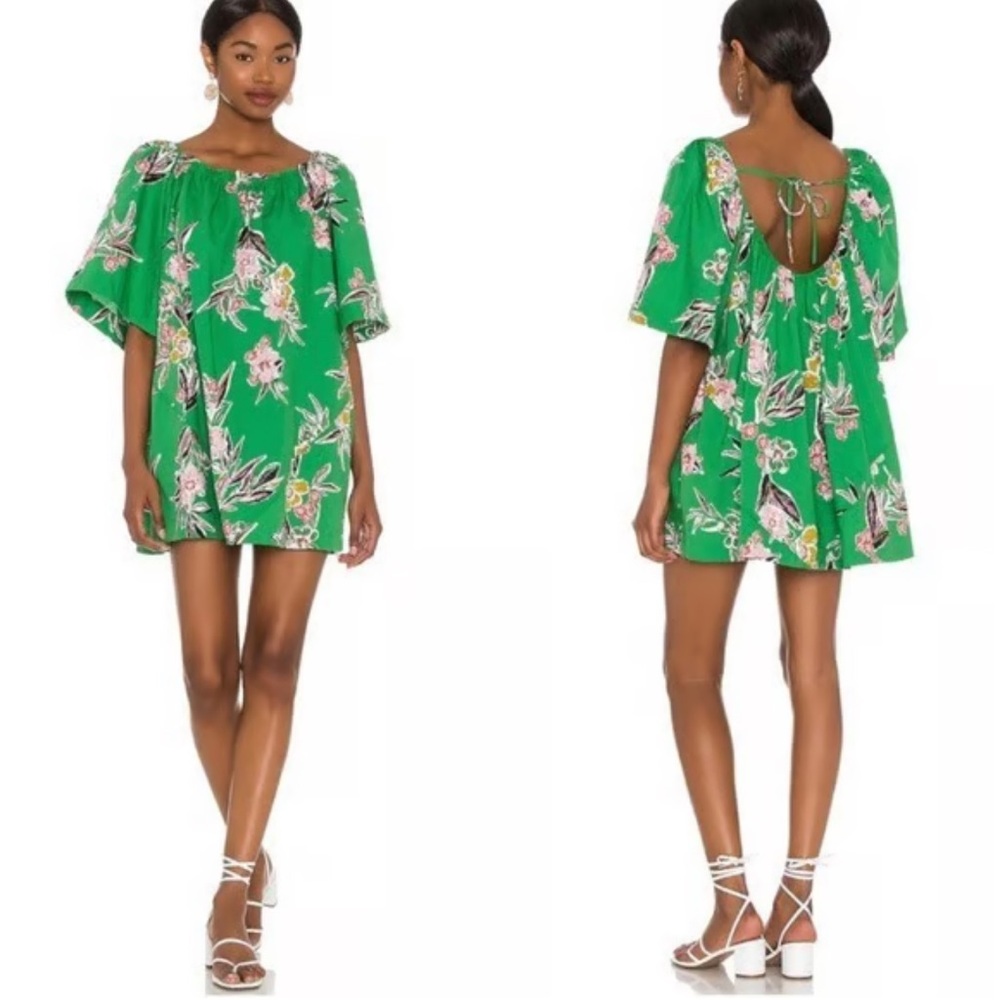 Free People Jodie Pink Floral Off-Shoulder mini Dress medium - Picture 3 of 9